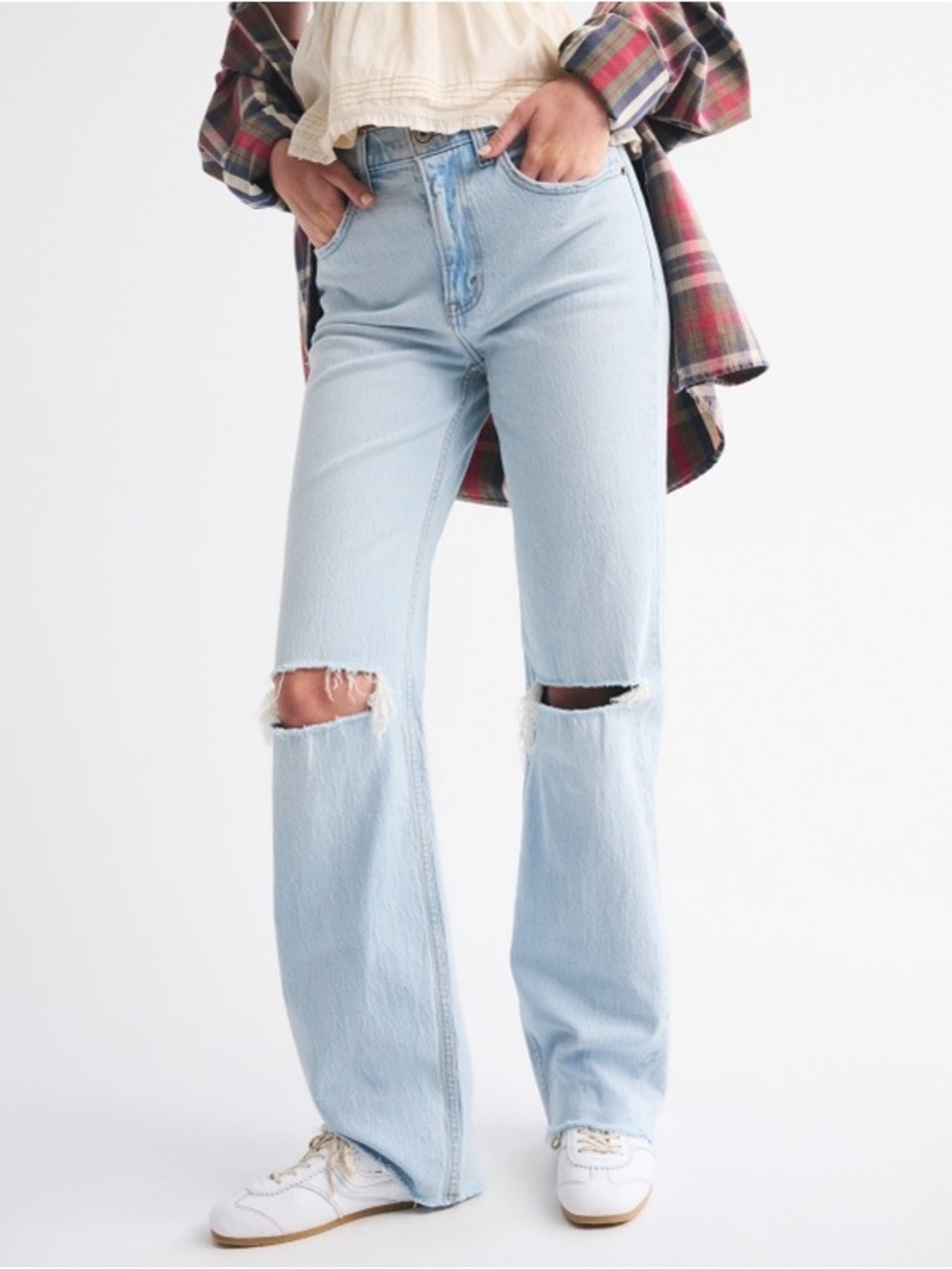 Abercrombie and Fitch Curve Love High Rise 90s Relaxed Raw Hem Destroy Jean